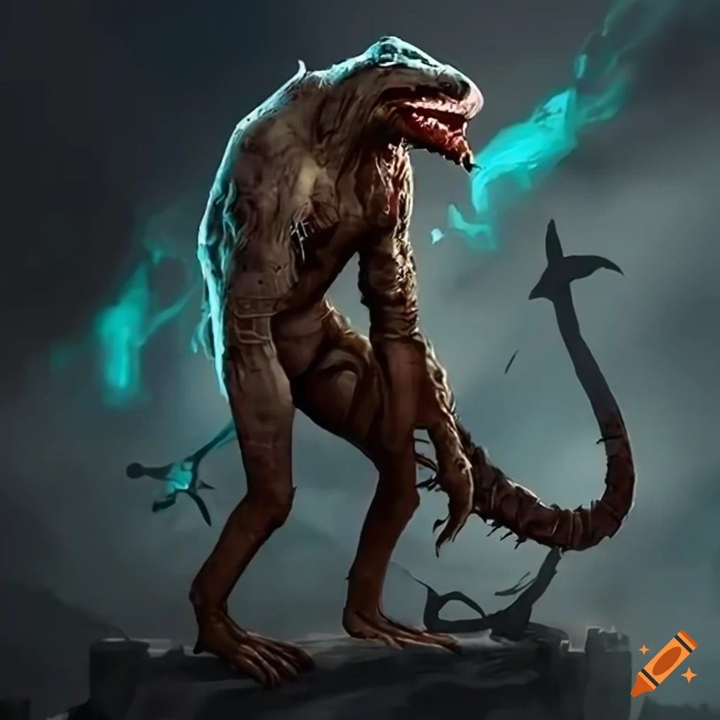 Quadruped alien beast in a grimdark dark fantasy setting on Craiyon