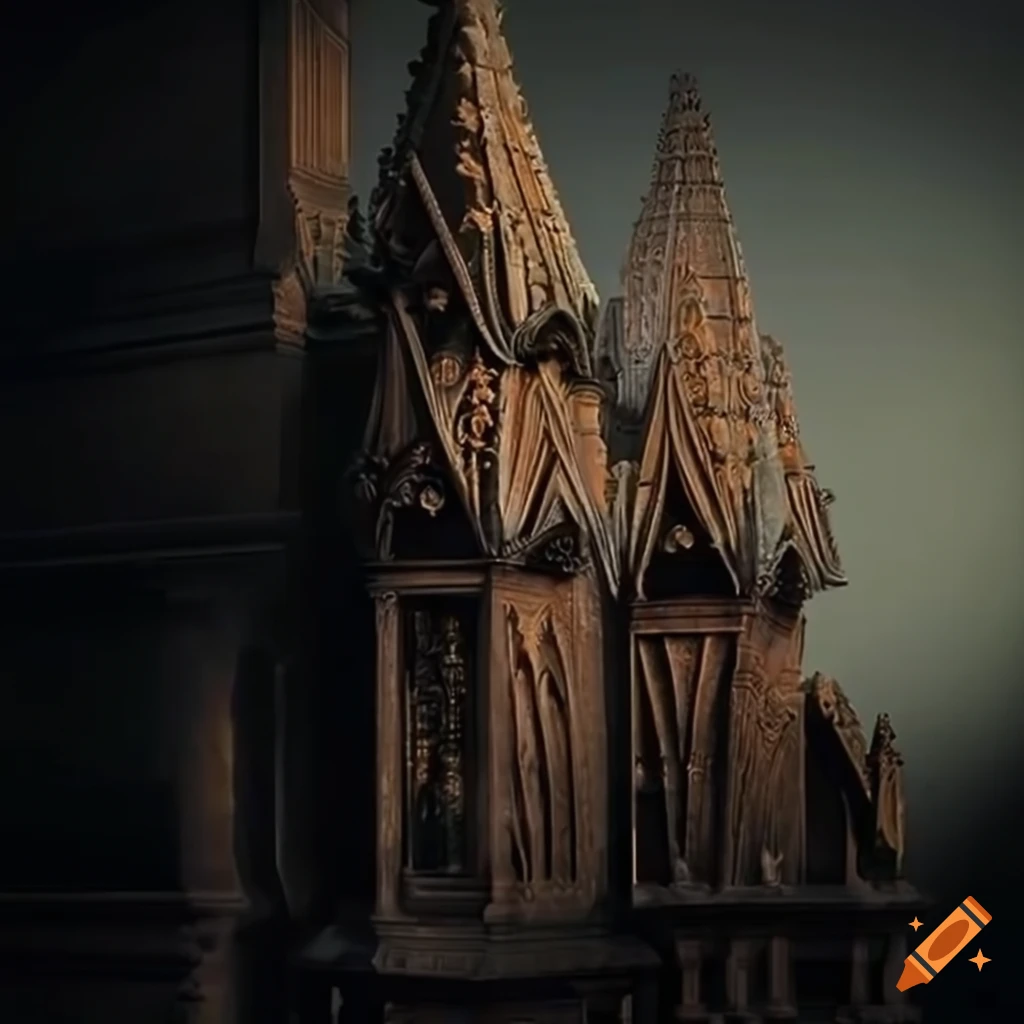 Stave carving architectural motif in high definition on Craiyon