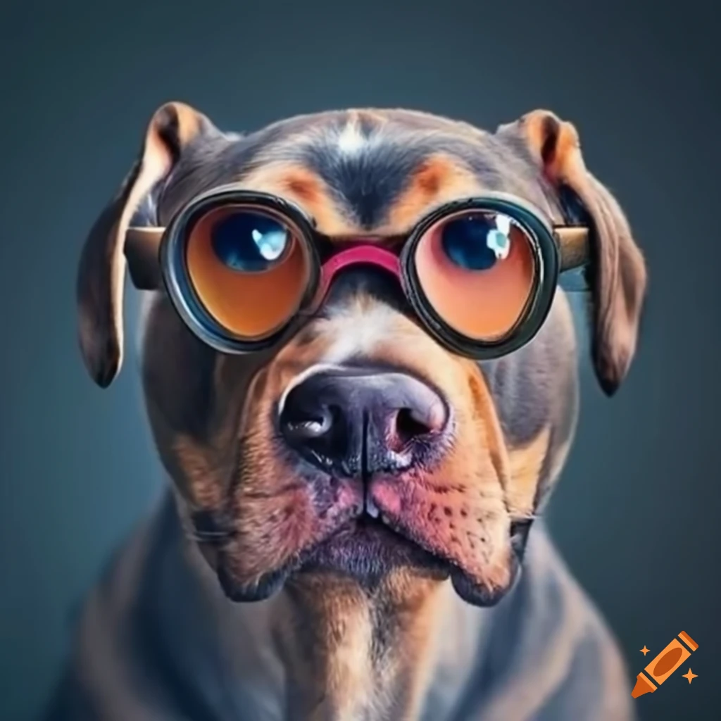 Imagen de un perro inteligente con lentes on Craiyon