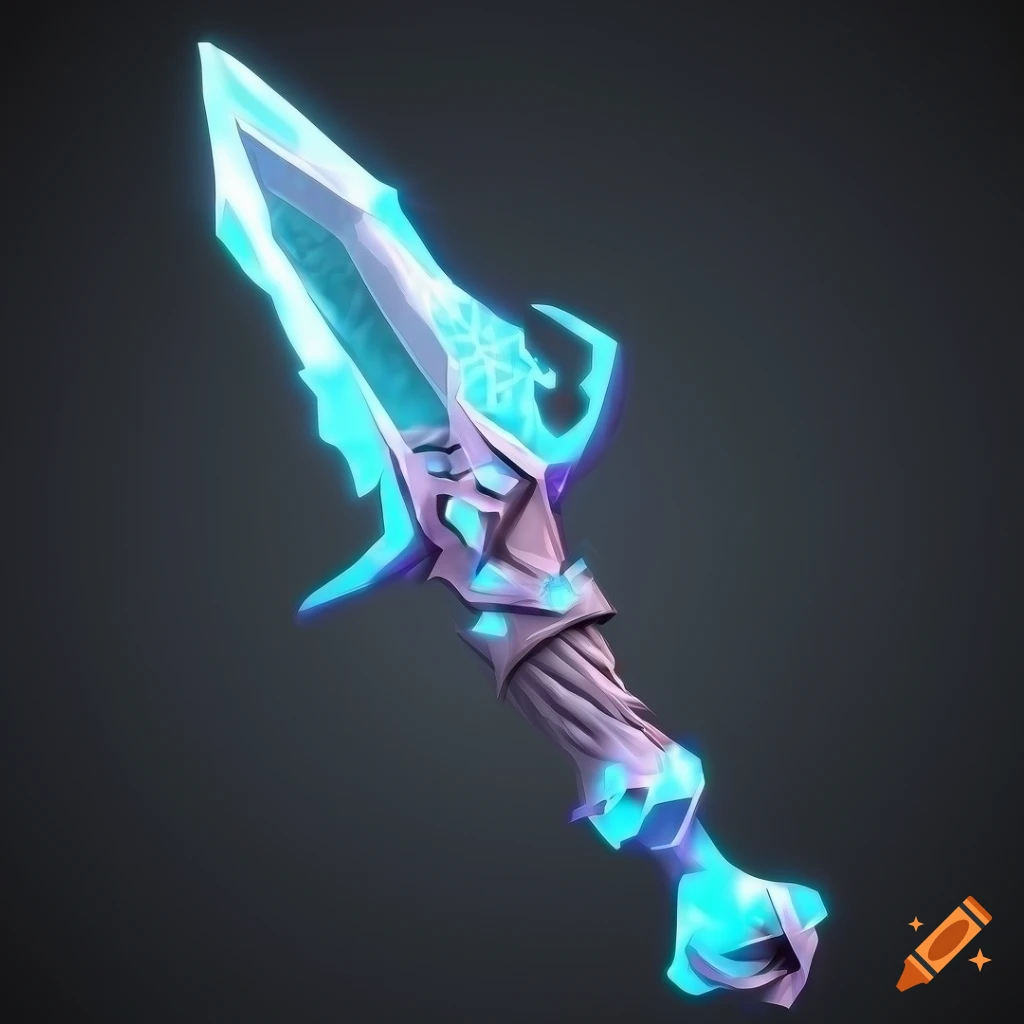 cartoon style elemental sword with crystals