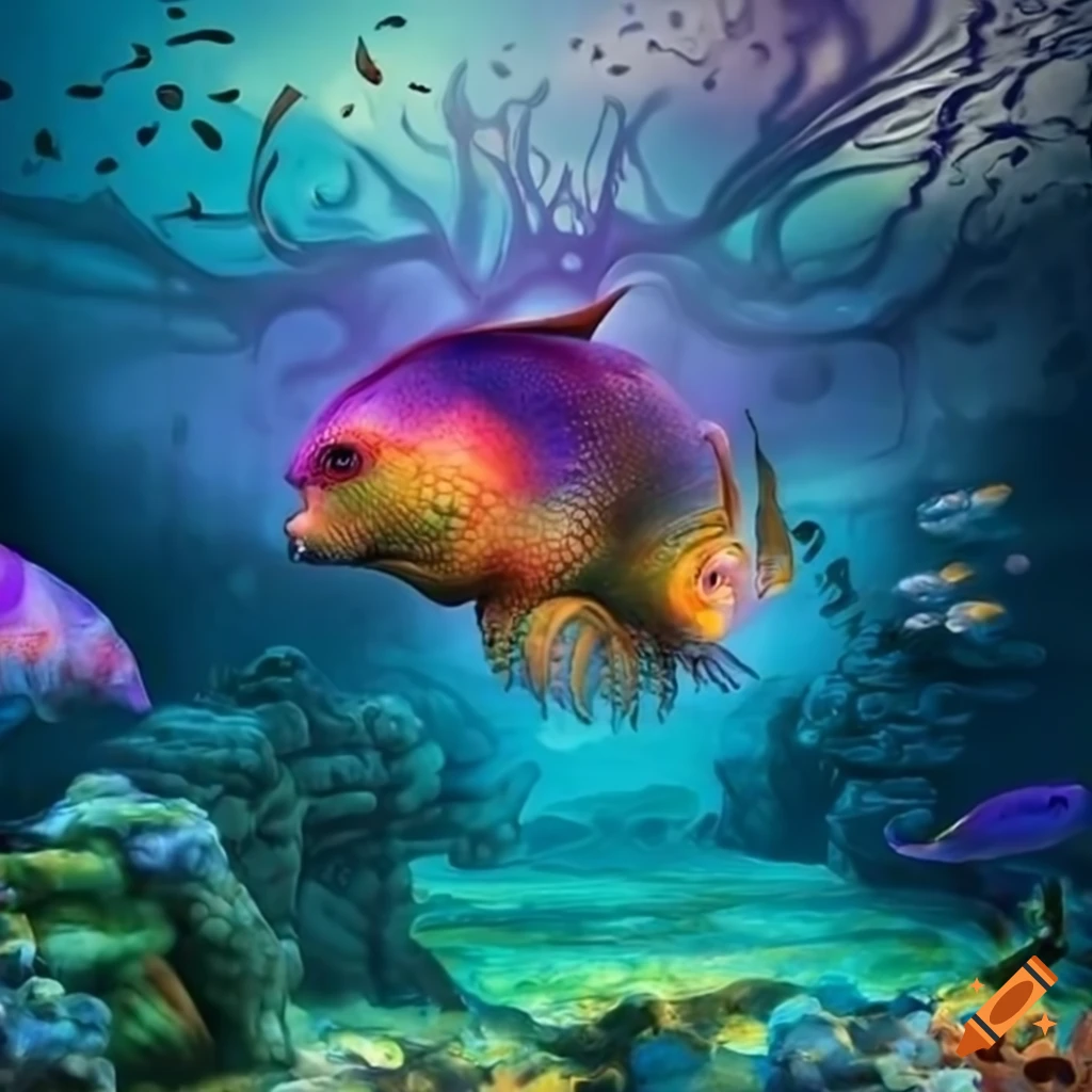Colorful Underwater Scene With Various Creatures