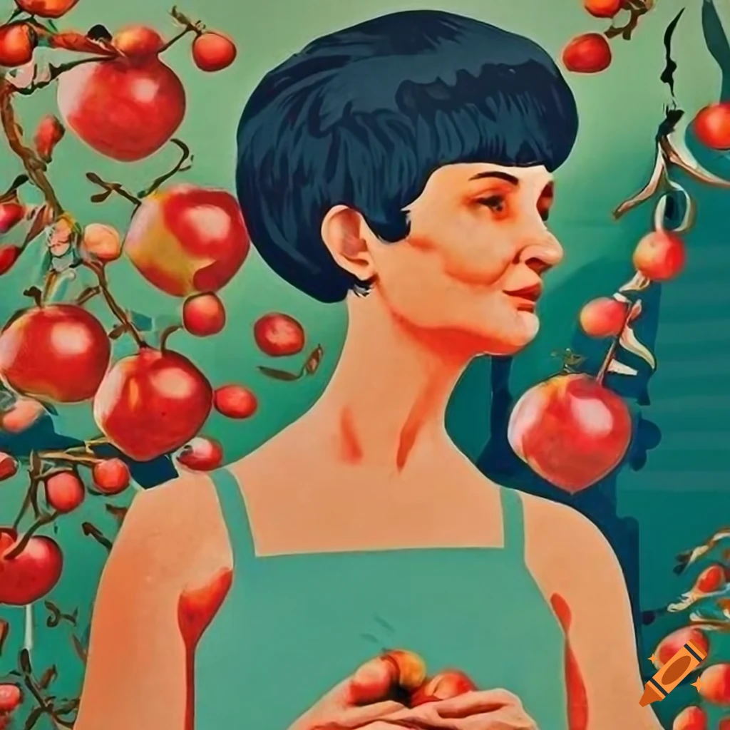 soviet-propaganda-poster-of-an-elderly-woman-in-an-apple-garden-on-craiyon