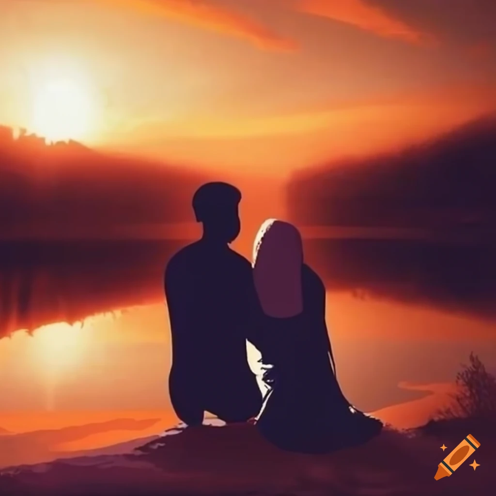 Couple Romantic Love Moment During Sunset On A Lake Stock Photo, Picture  and Royalty Free Image. Image 15391006.