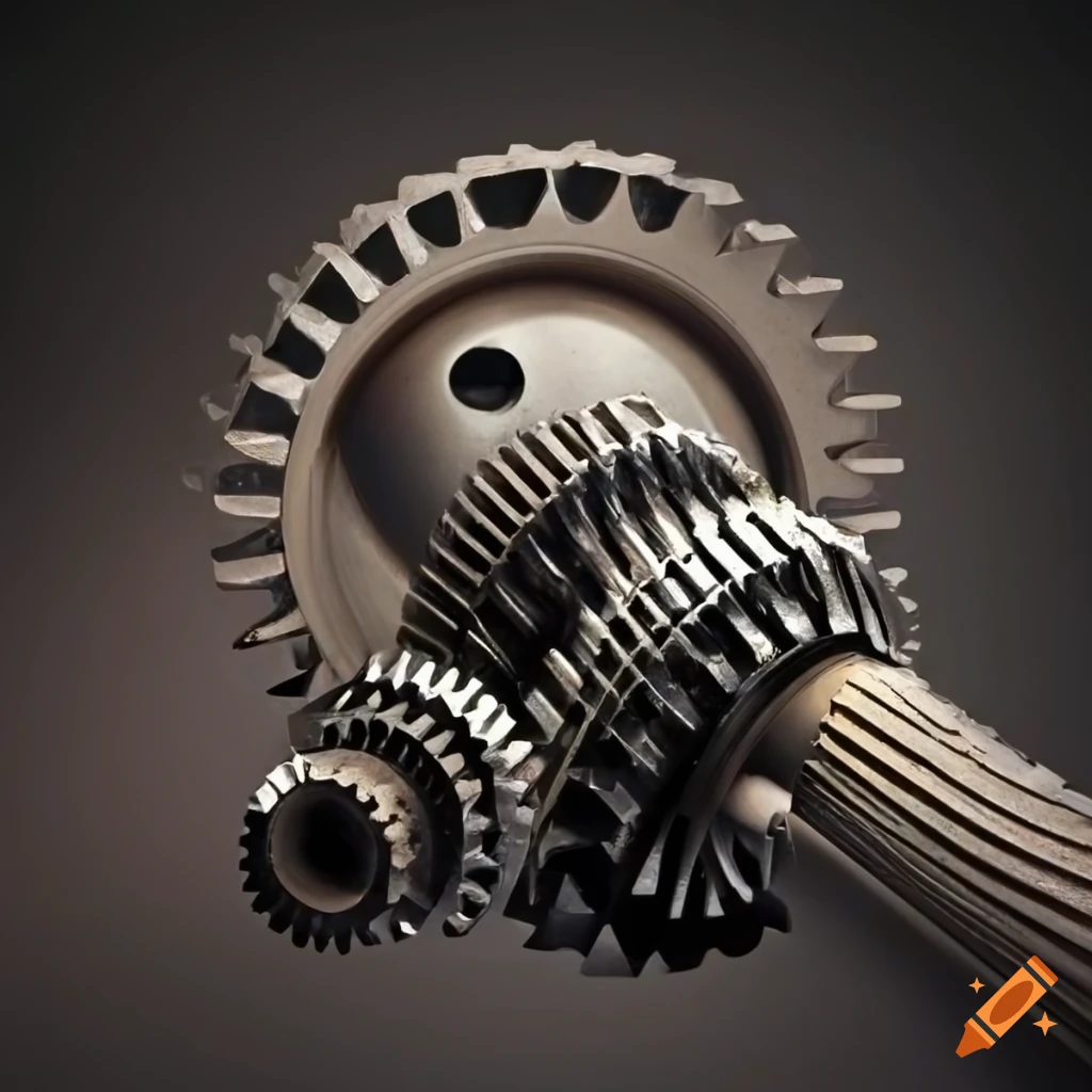 Closeup of broken transmission gears