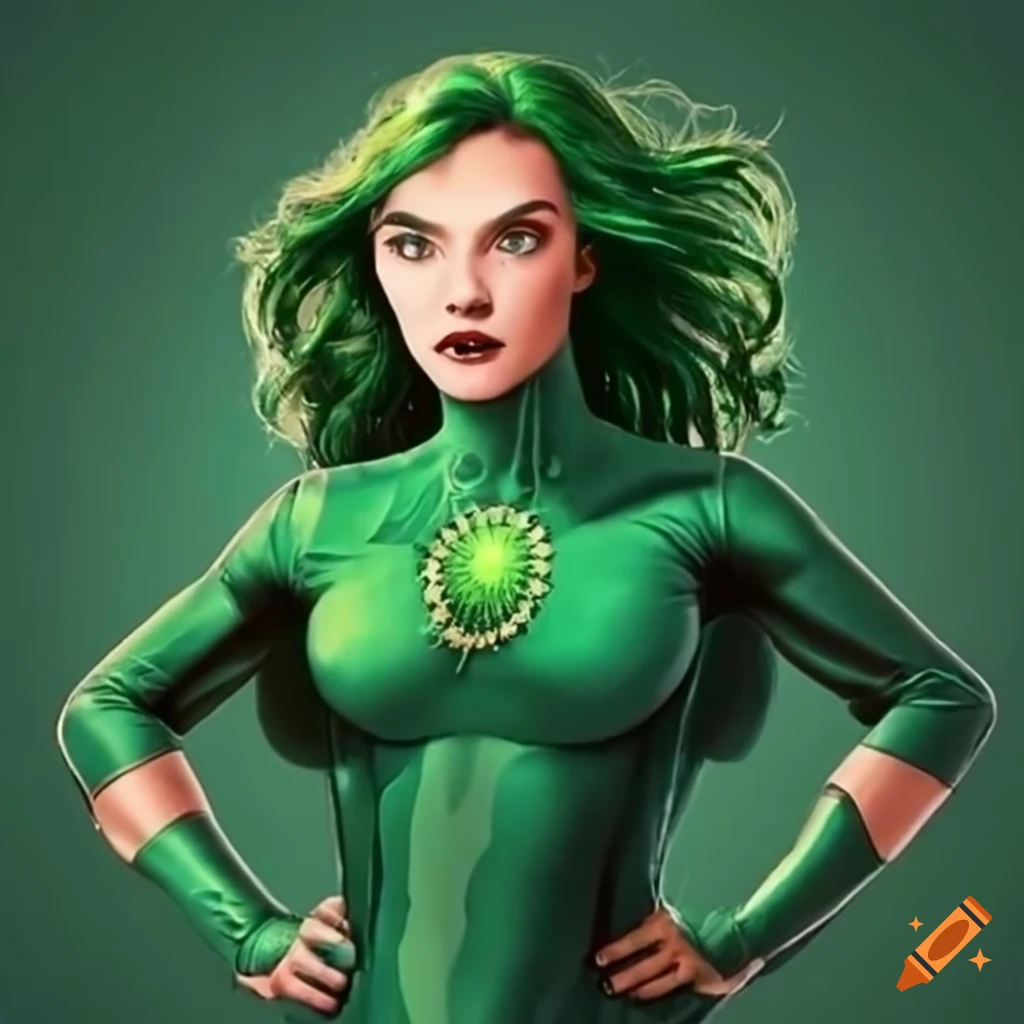 Nora allen wearing a green costume