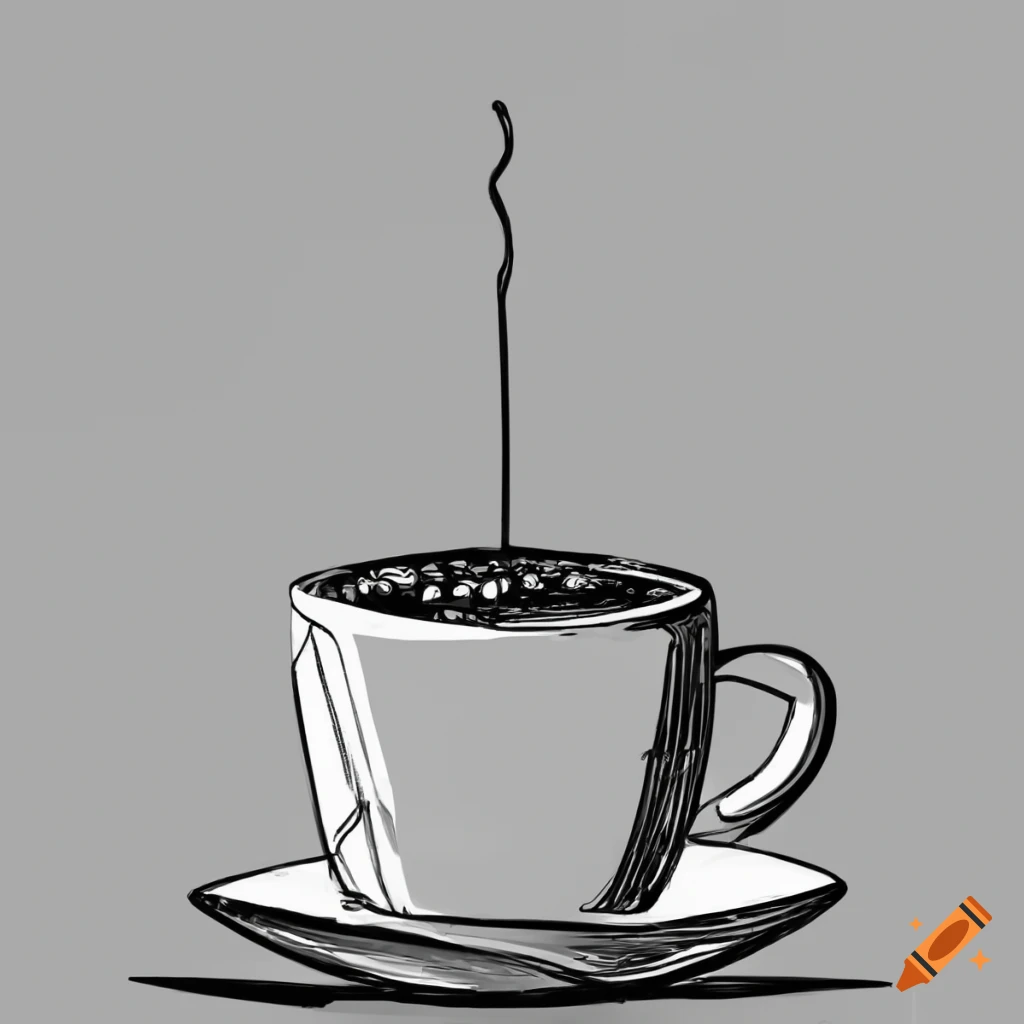 Minimalistic Lineart Of A Cup Of Coffee