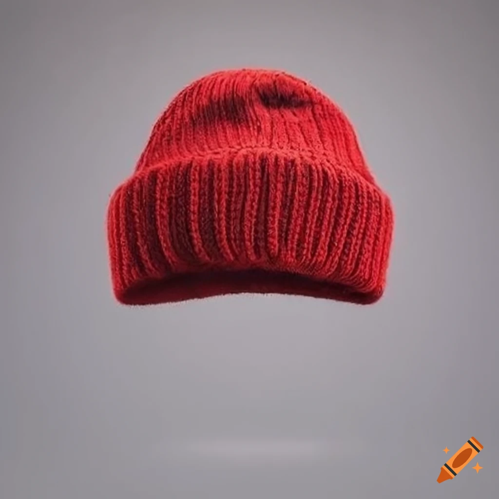 red beanie hat with textured design