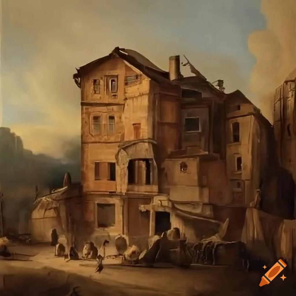 painting of a slum cityscape by Hubert Robert