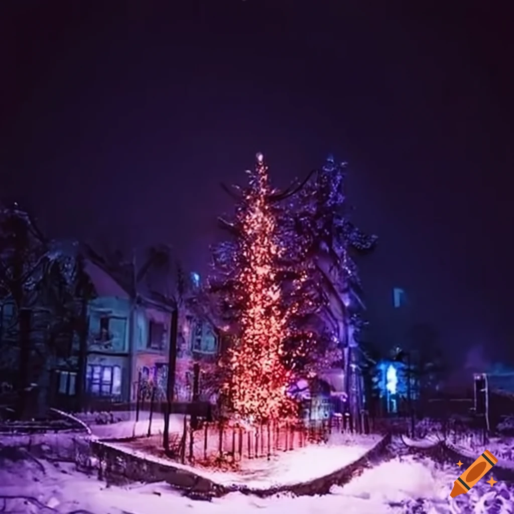 winter city with Christmas decorations