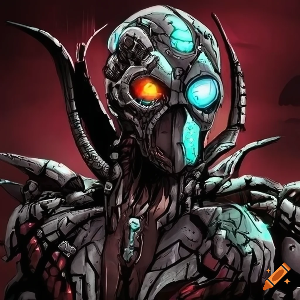 image of a cyborg superhero in gray steel armor