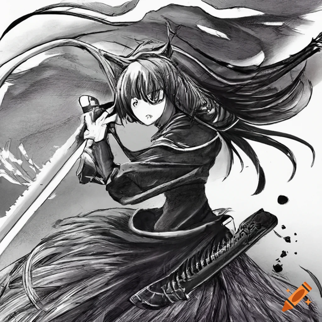 anime samurai girl drawing