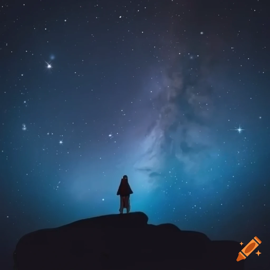 illustration of a young explorer under a starry sky