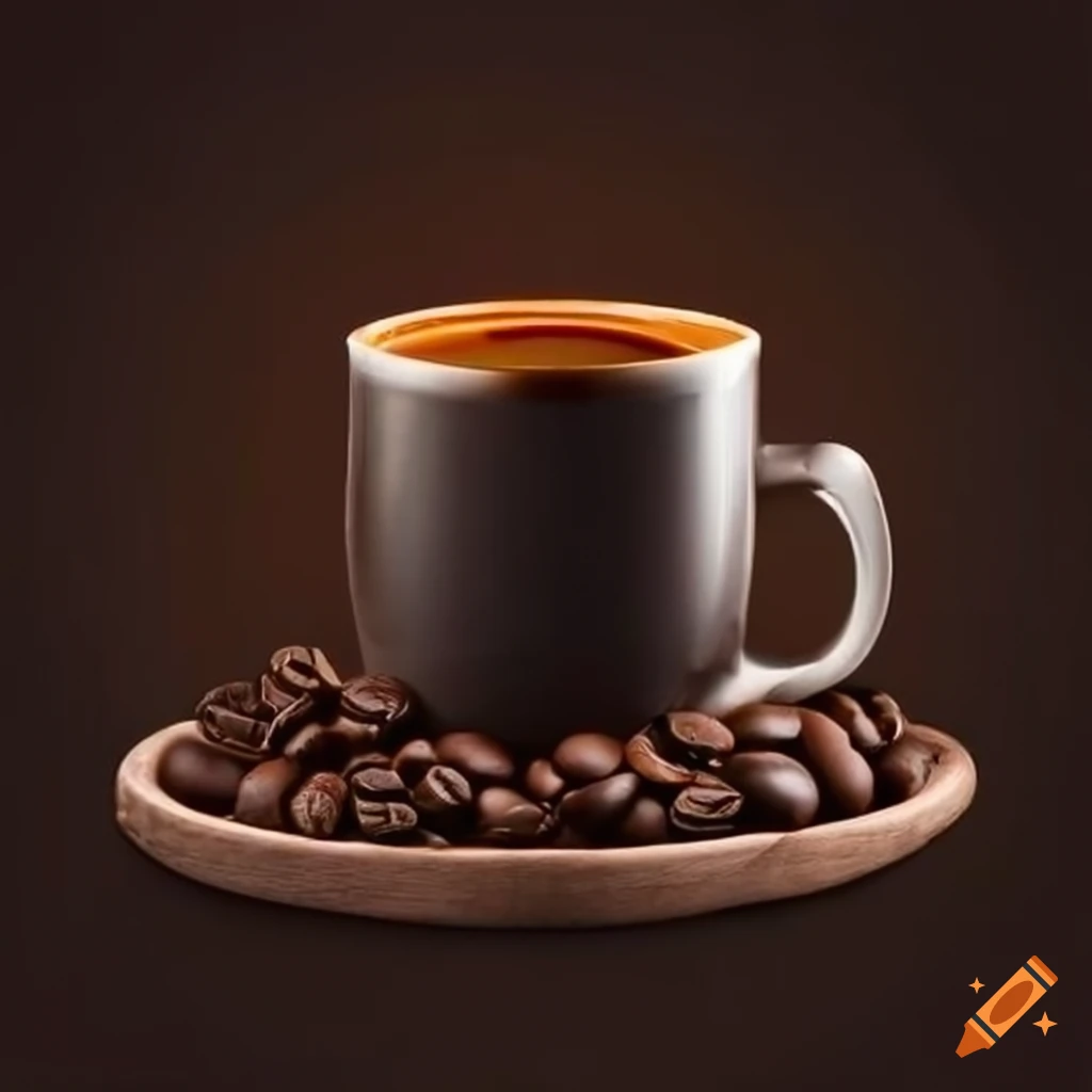cup of hot coffee with coffee beans