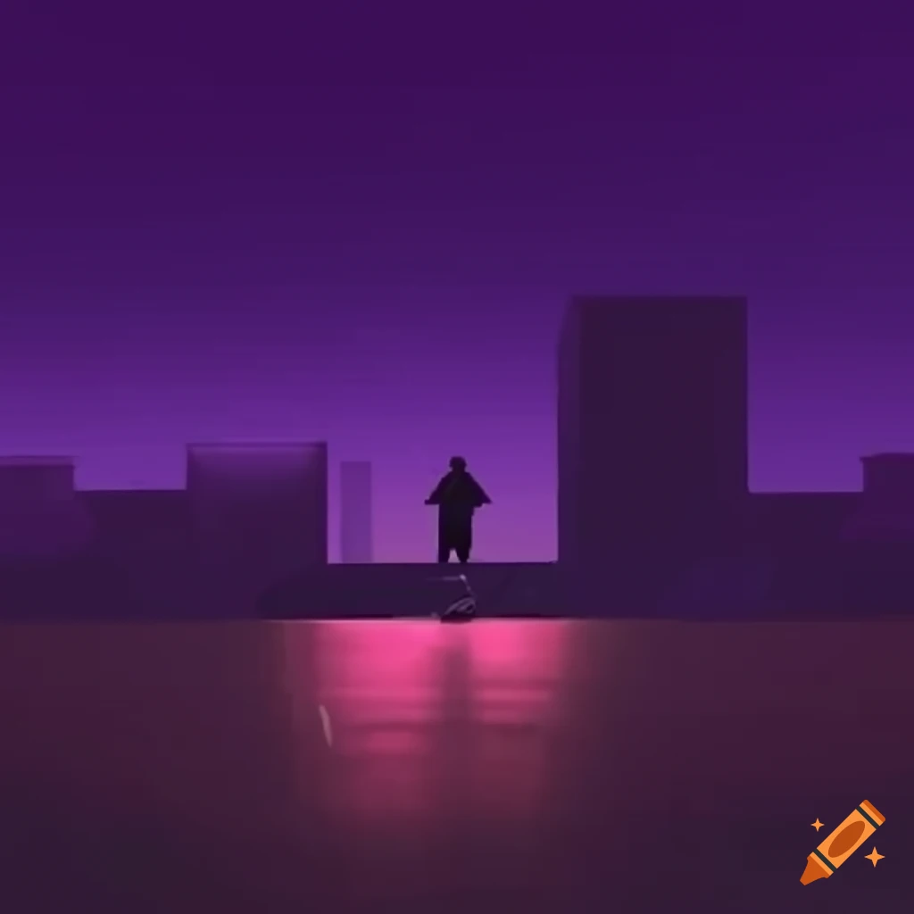 first person view of a parkour game with purple shades