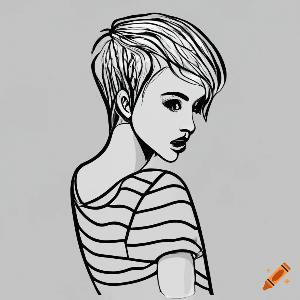 black and white coloring book page of a girl in a simple black dress