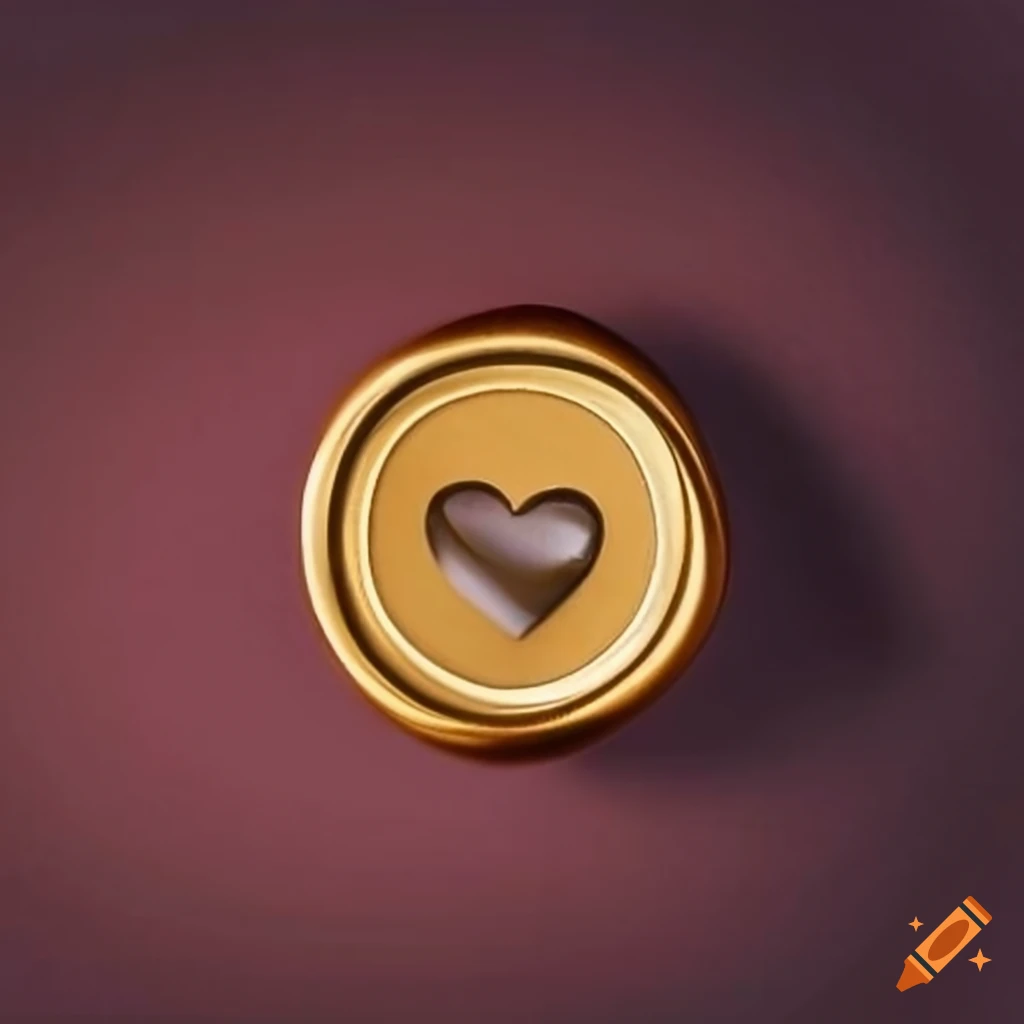 golden wax seal with heart gemstone