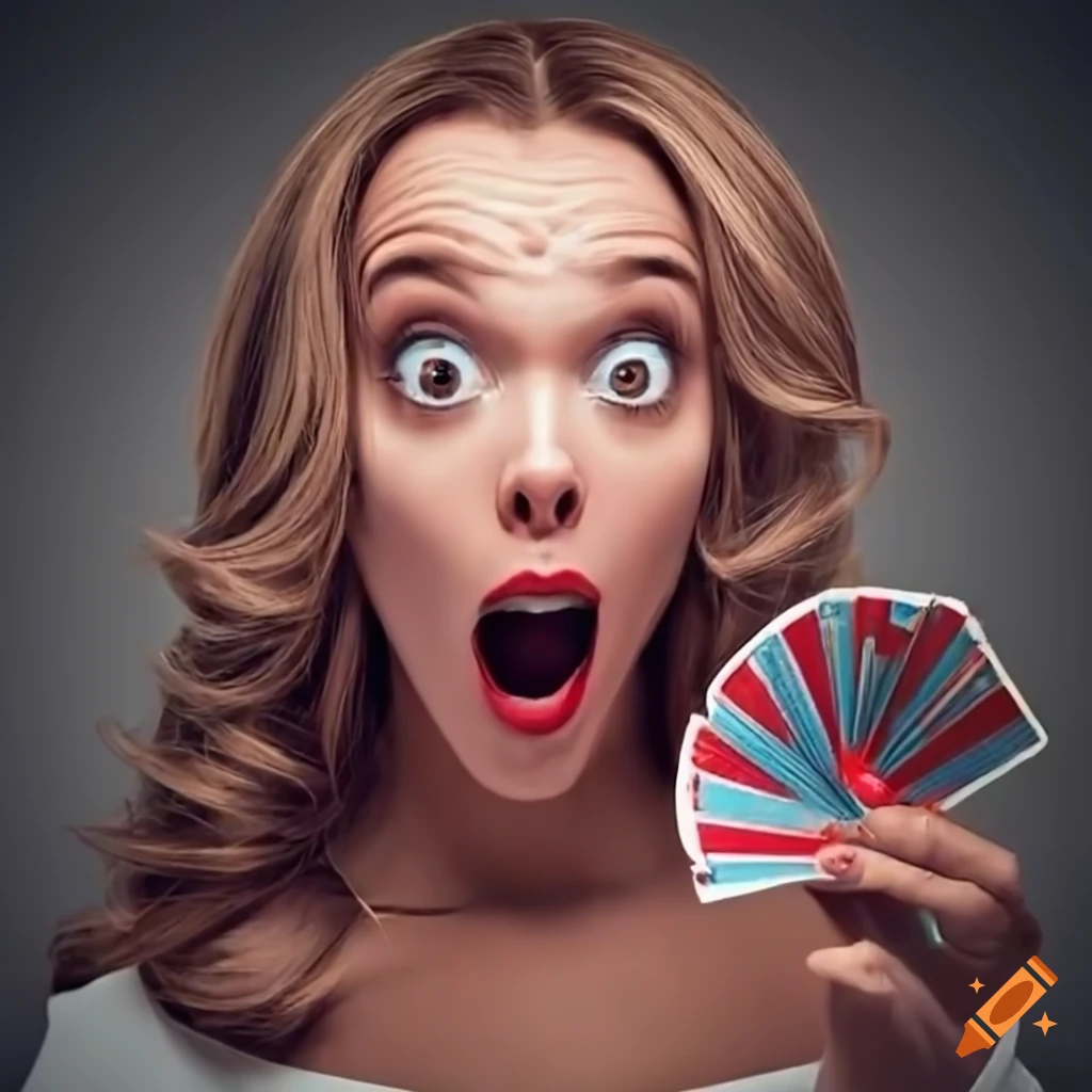 woman with a fan playing cards