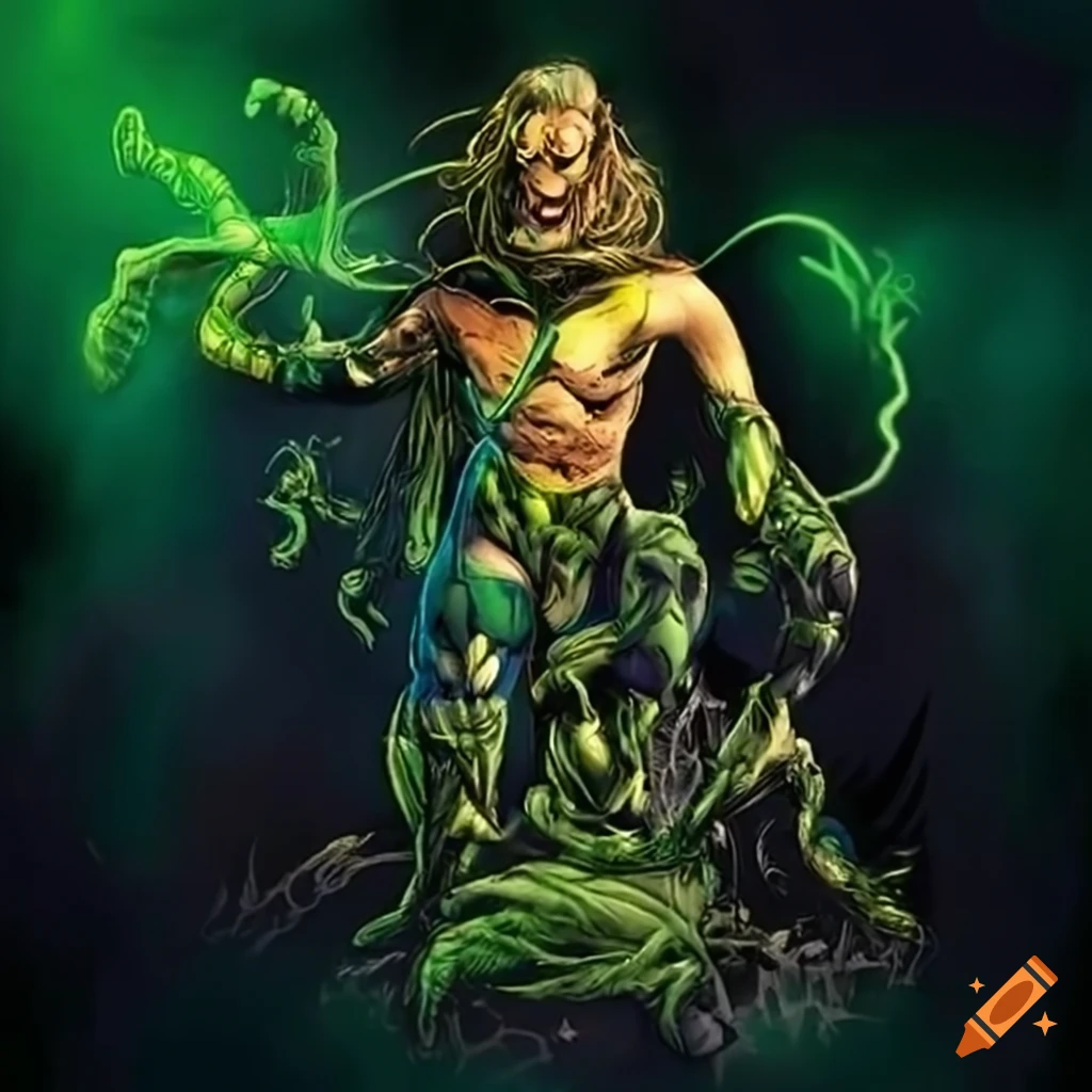 superhero character with marijuana leaves