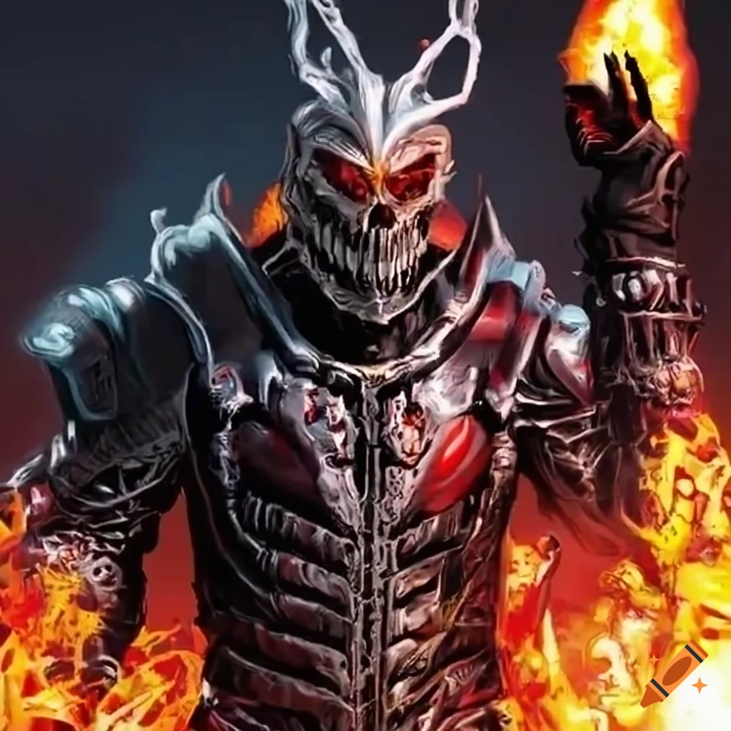 The shredder fused with ghost rider on Craiyon