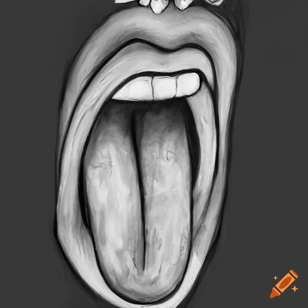 Premium Vector | A human tongue in mouth one line art illustration
