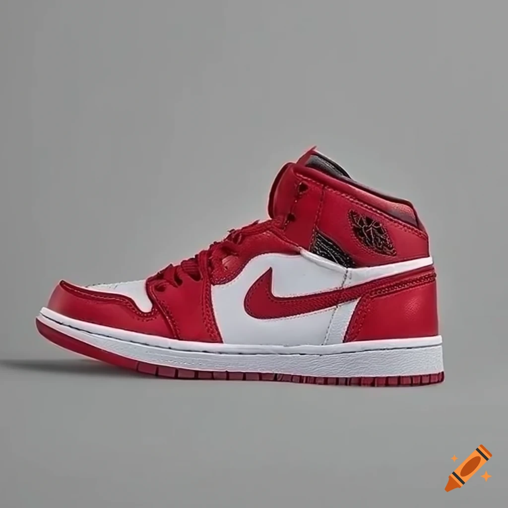 Red and white jordan 1 shoes on Craiyon