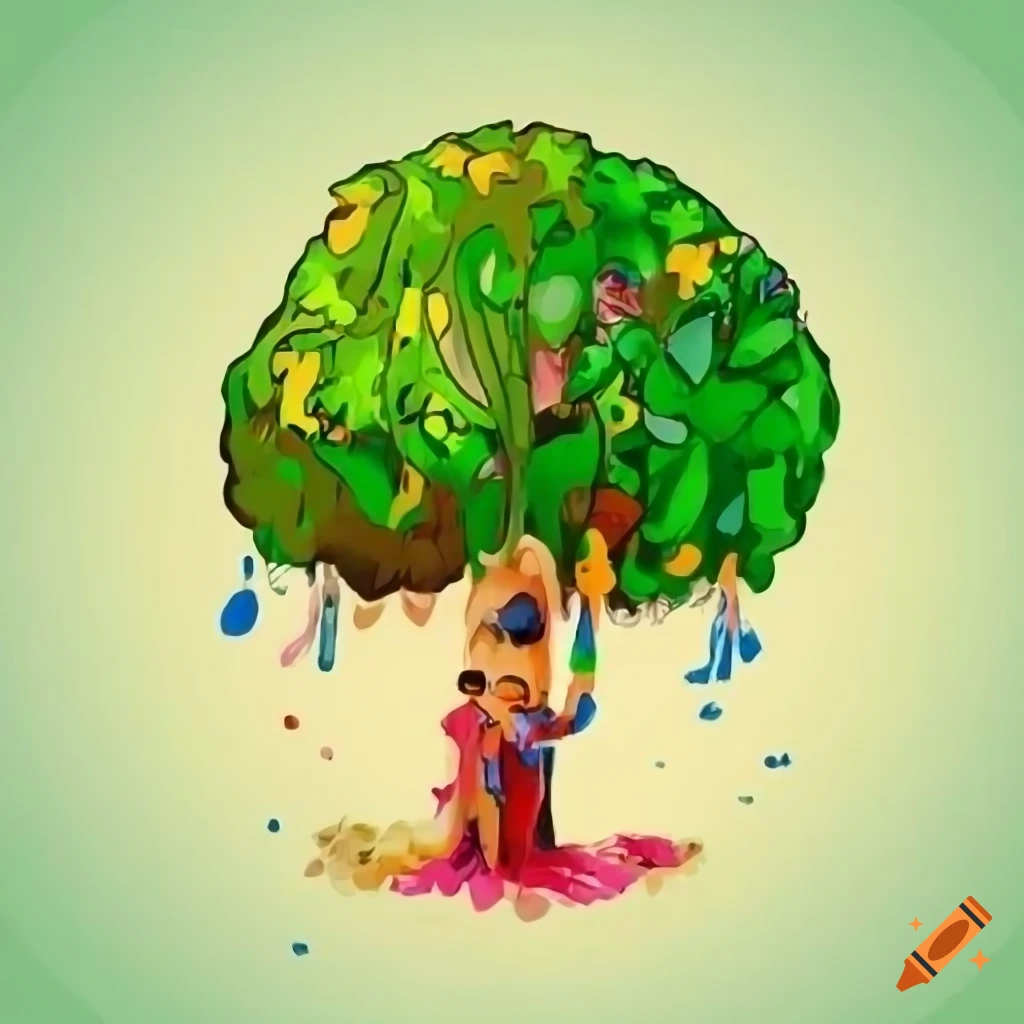Happy Earth Day Cute Tree Drawing Illustration' Sticker | Spreadshirt-saigonsouth.com.vn