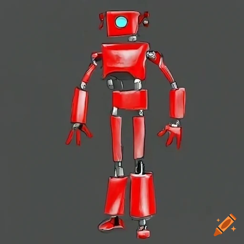 funny illustration of a red robot