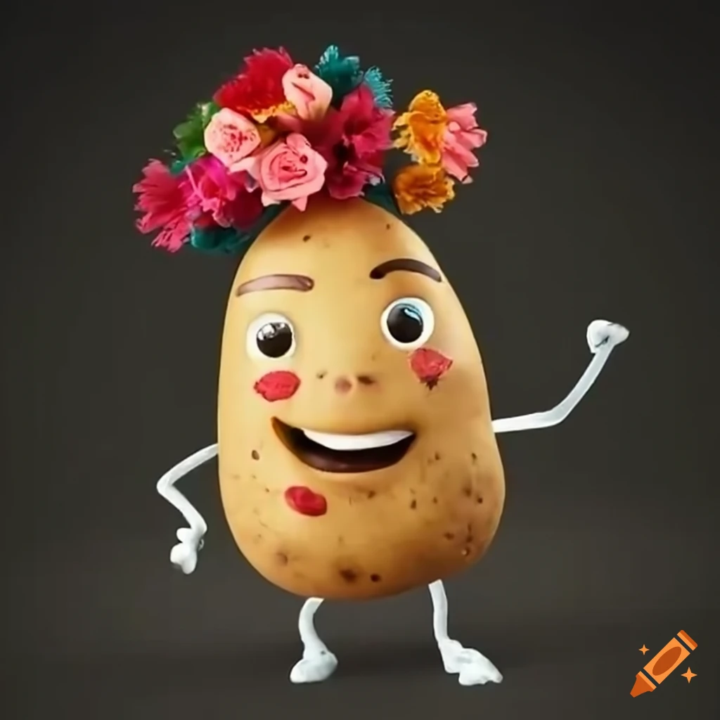 Anime-style illustration of a potato on Craiyon