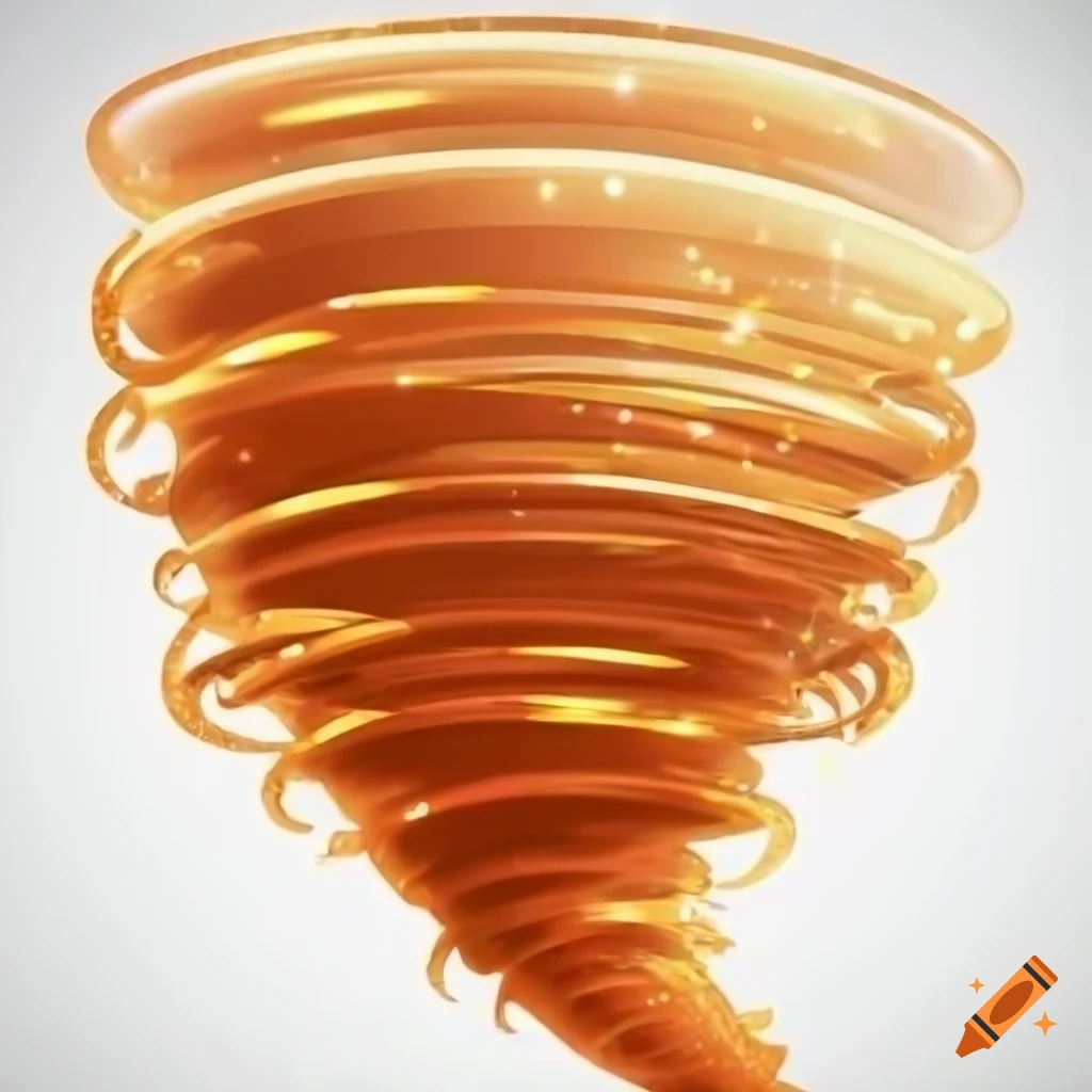 cartoon rendering of an orange glittering tornado