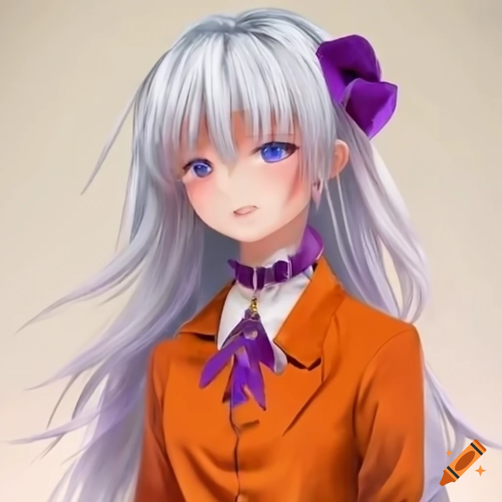 Anime Girl With White And Red Hair In School Uniform On Craiyon