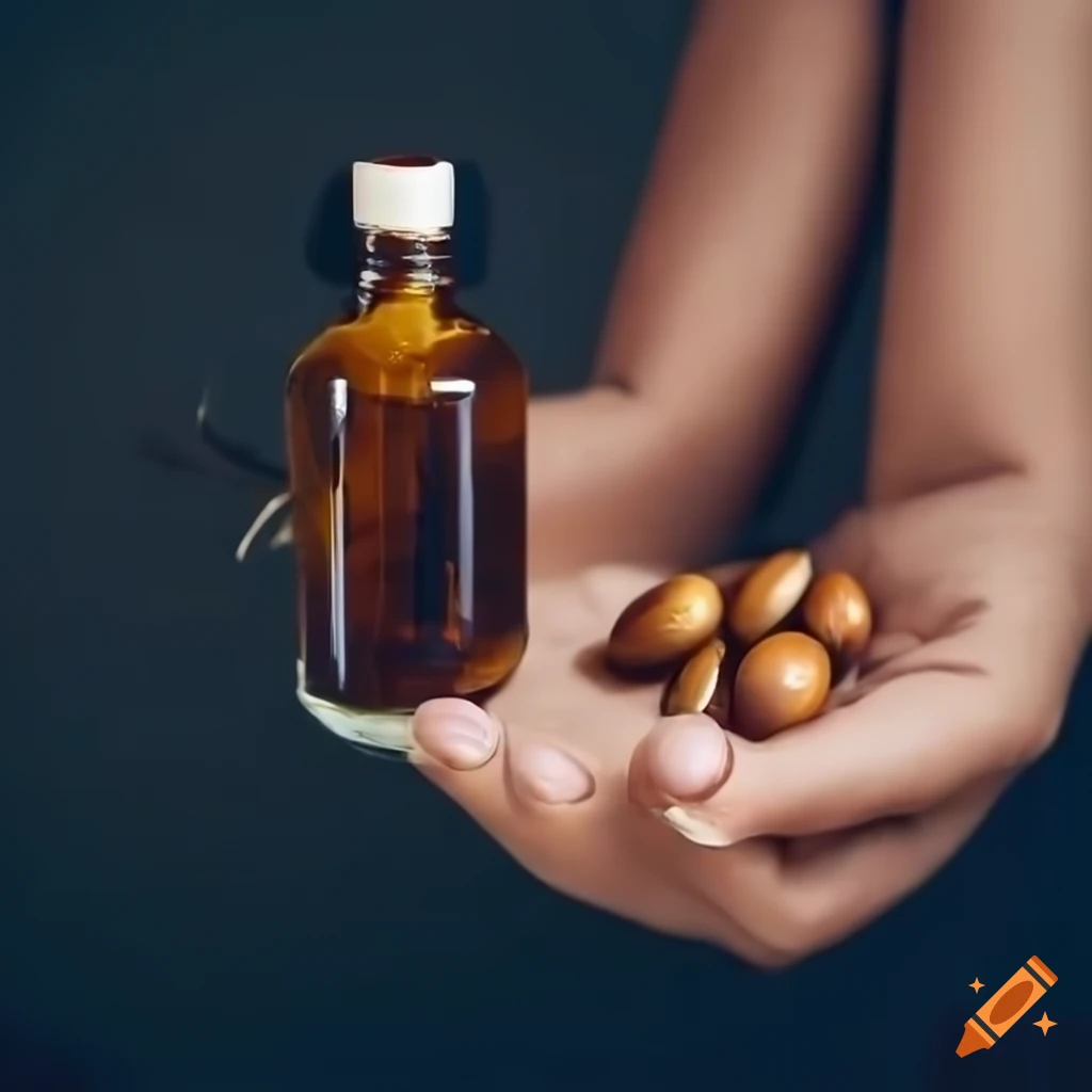 woman applying argan oil to her hair