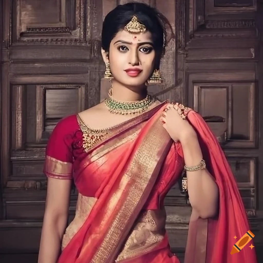 Indian girl wearing a saree on Craiyon