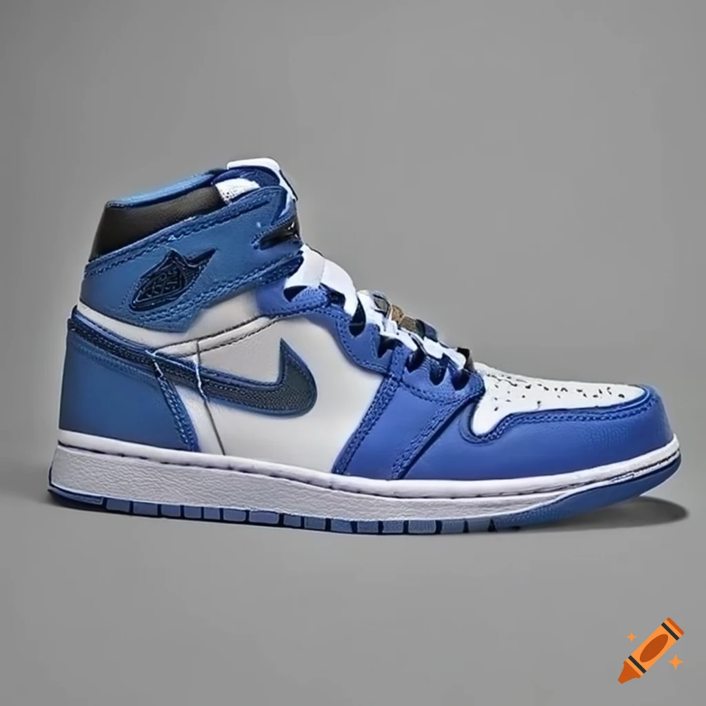 shiny blue and white jordan 1