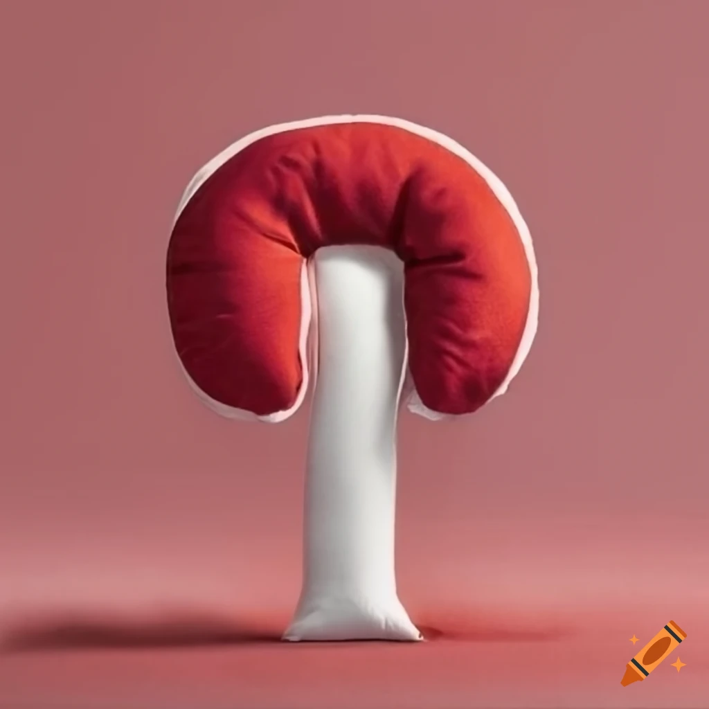 red round T-shaped pillow with folds