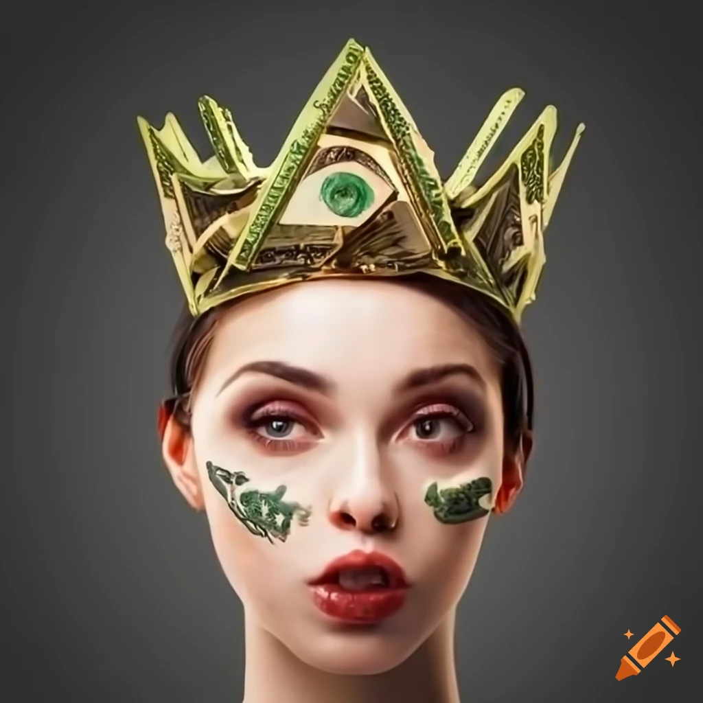 Image of a woman with a money crown on craiyon