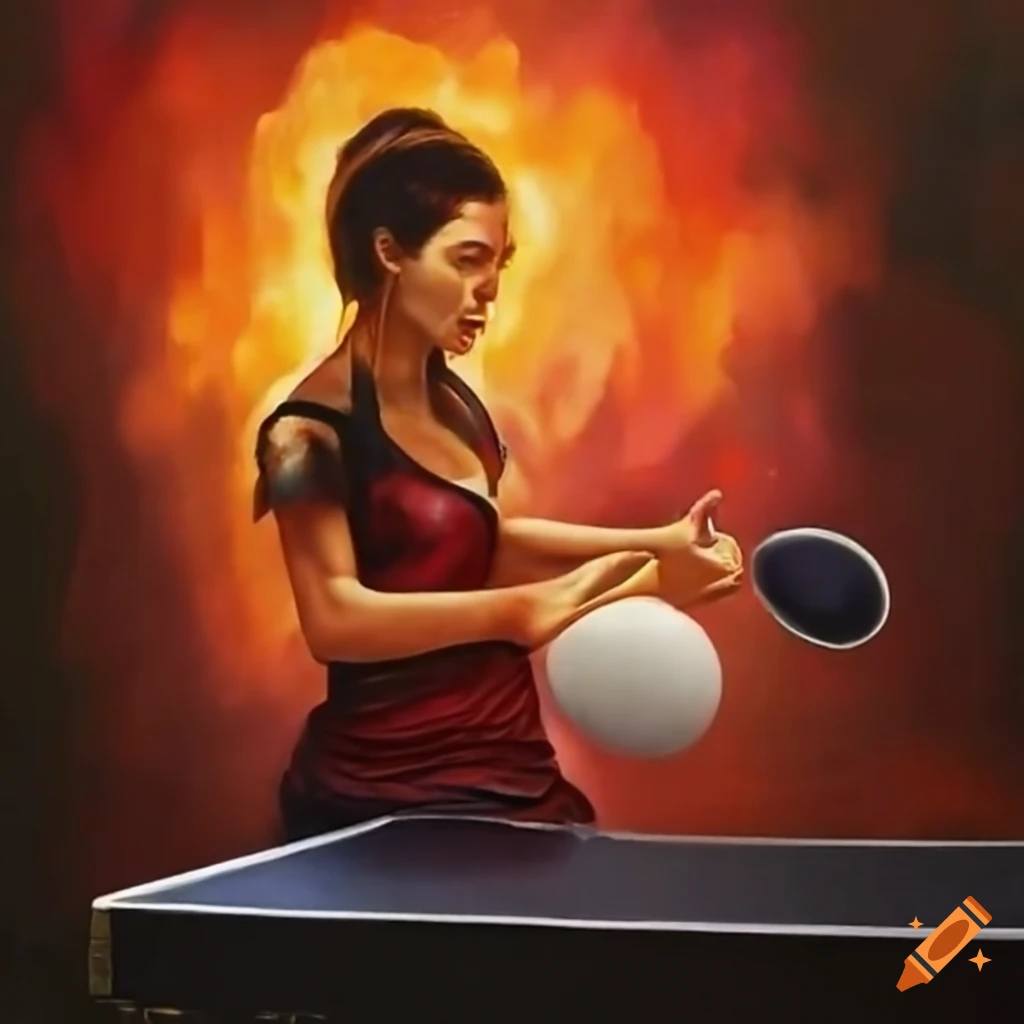 table tennis in fiery action