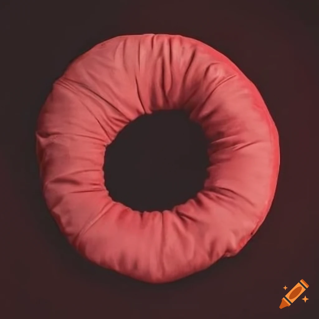 Modern design red round pillow with folds on Craiyon