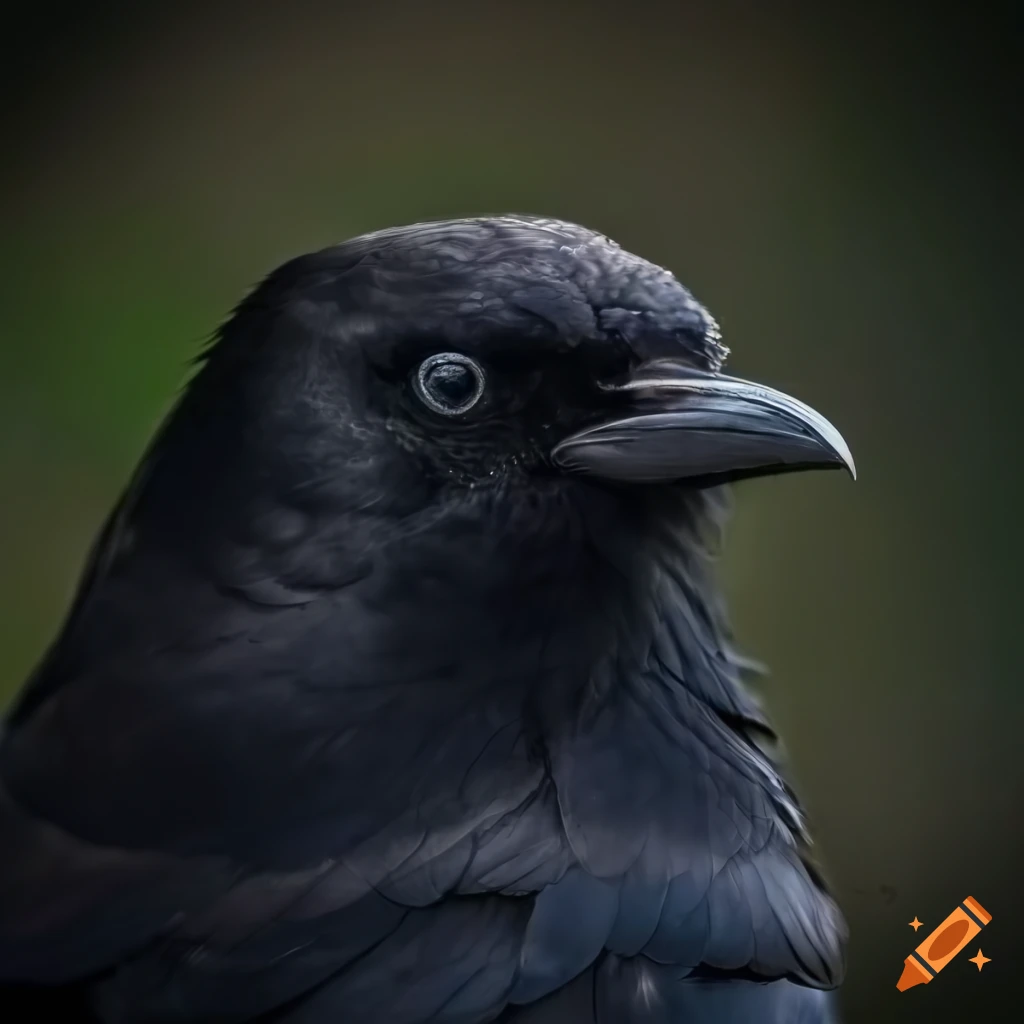 close-up of a raven perched on a sign at dusk