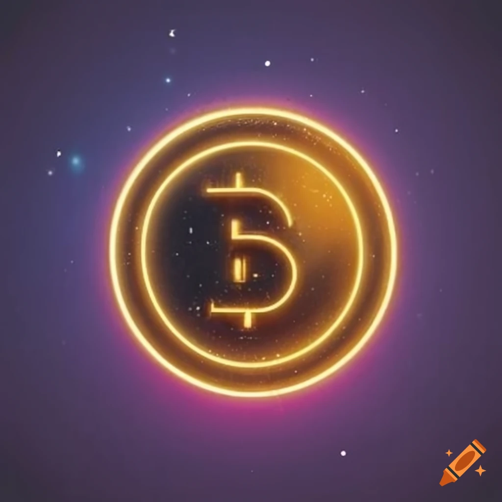 Neon circle with gold space coin on Craiyon