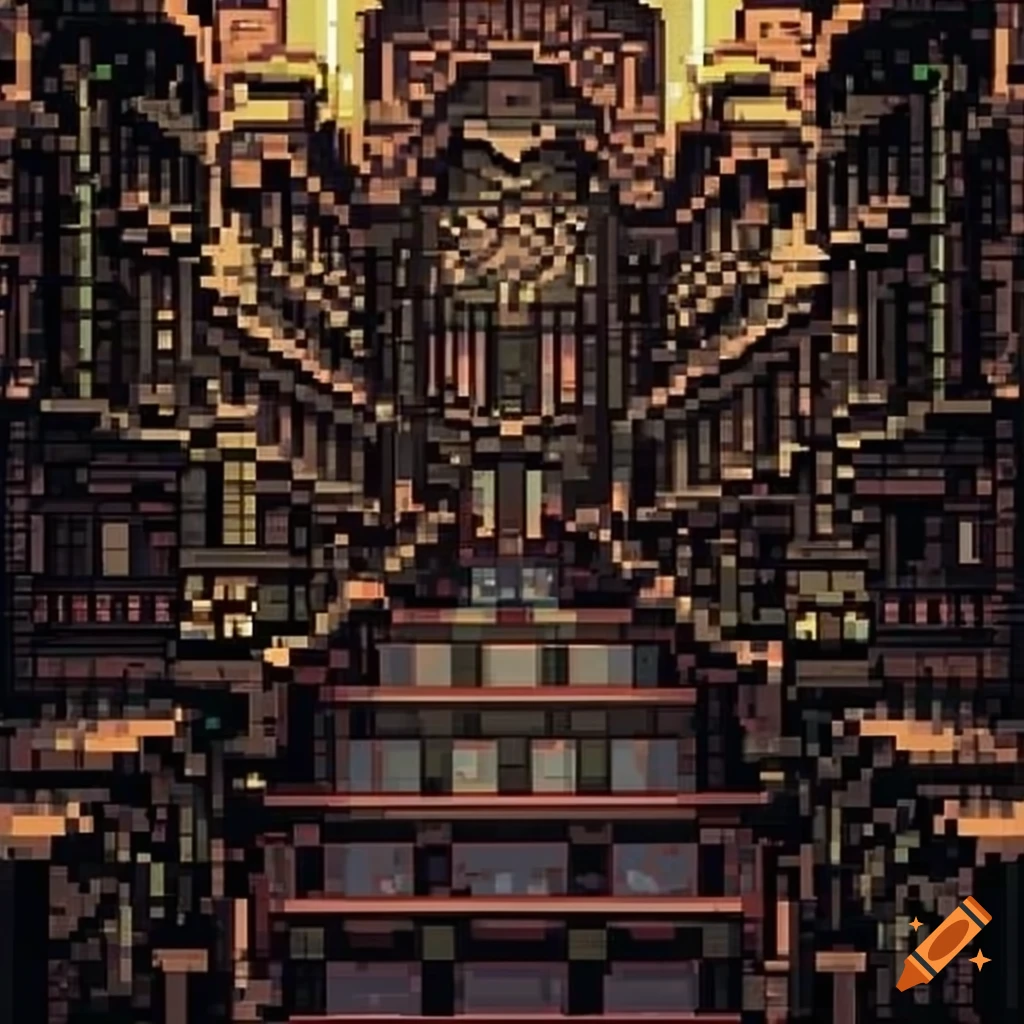 pixelart of a dark gothic library