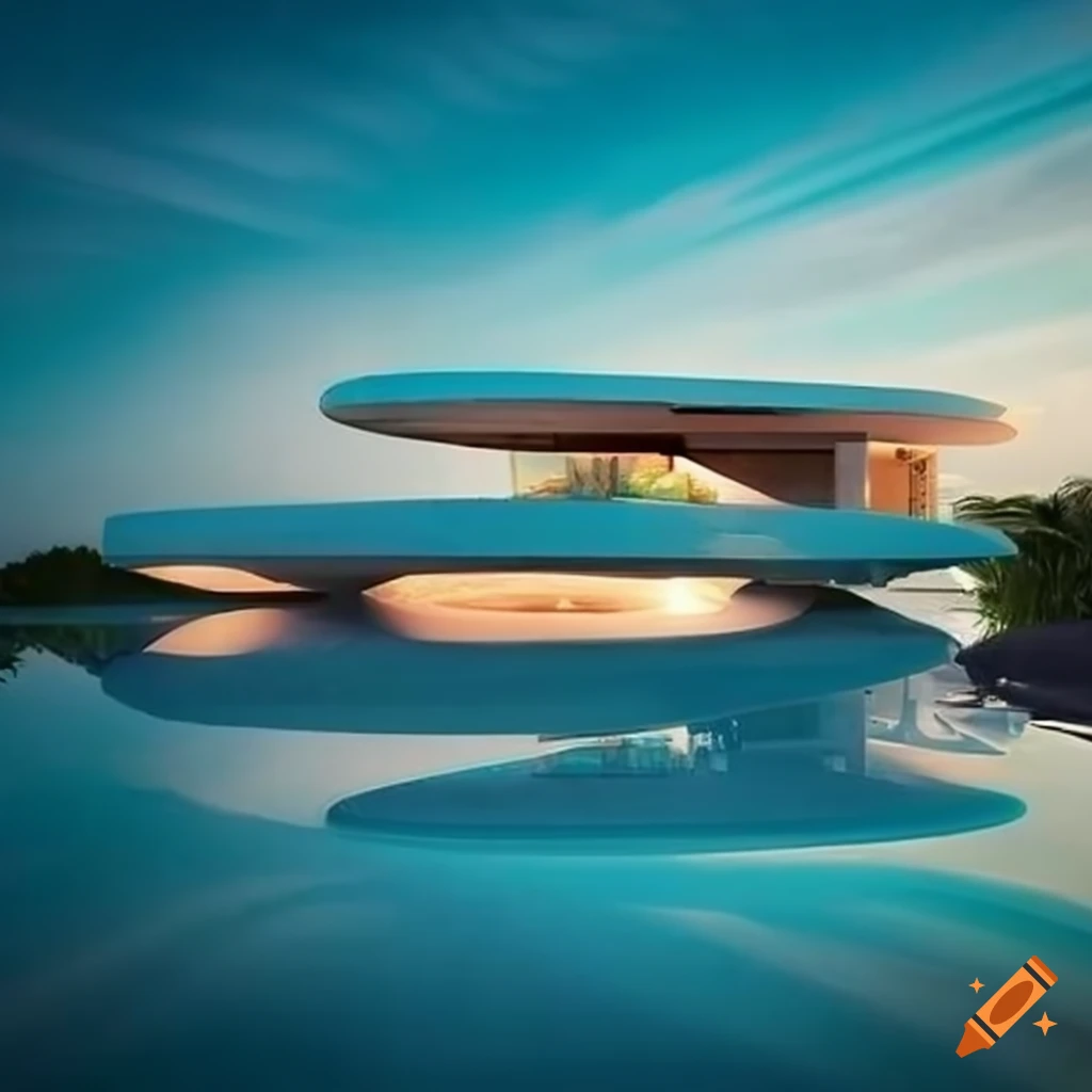 futuristic villa overlooking Cancun beach