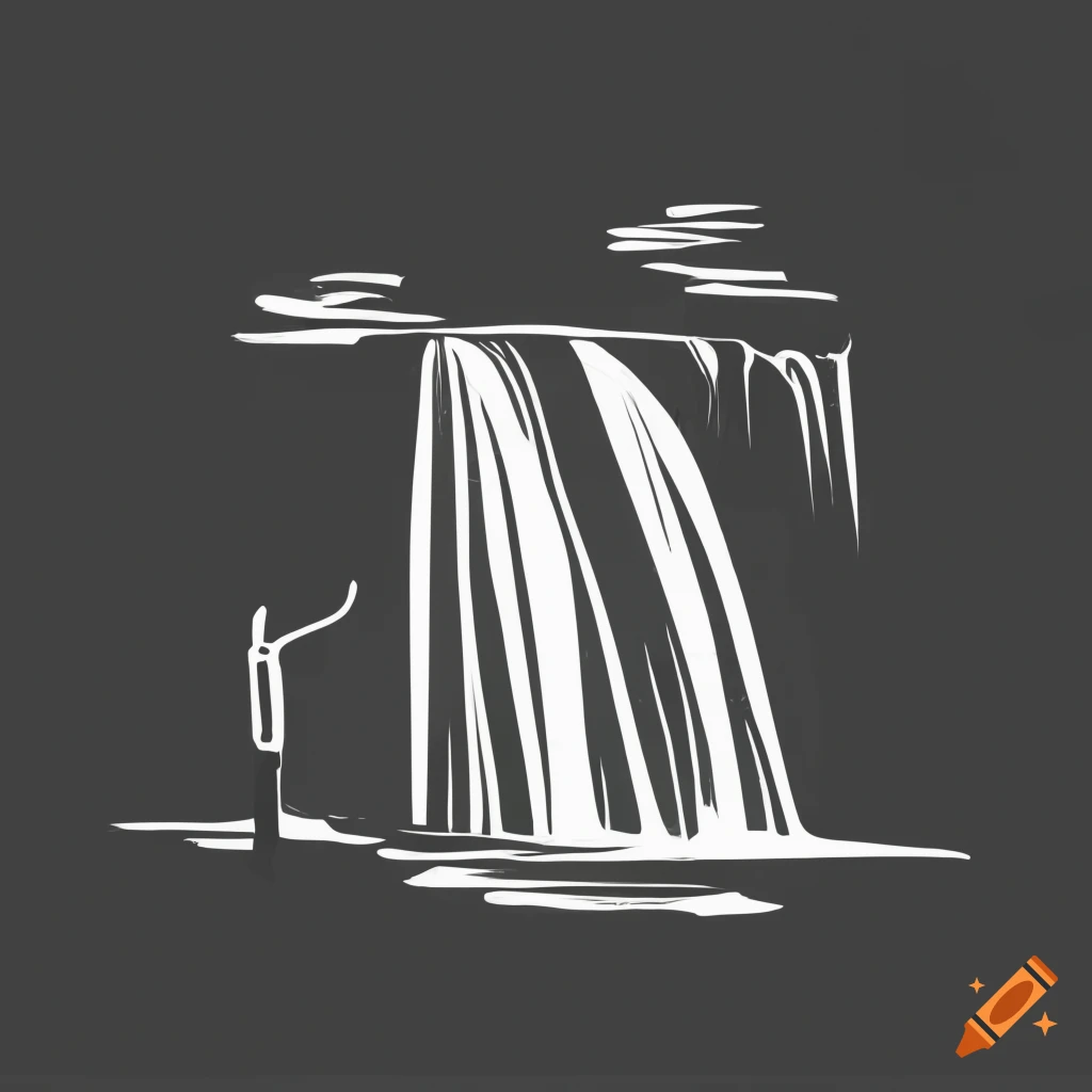 minimalist-drawing-of-a-man-at-the-edge-of-a-waterfall-on-craiyon
