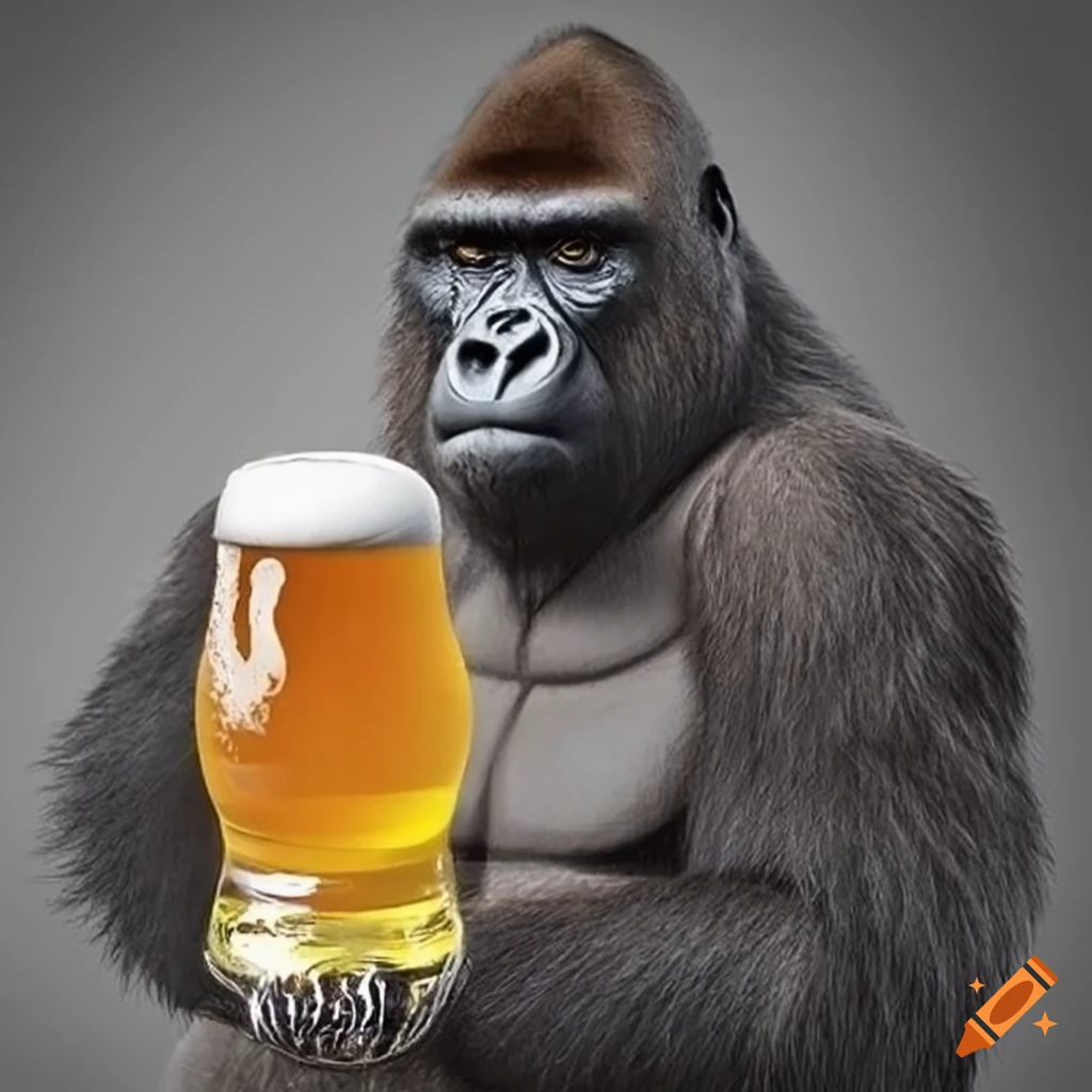 silverback gorilla enjoying a beverage