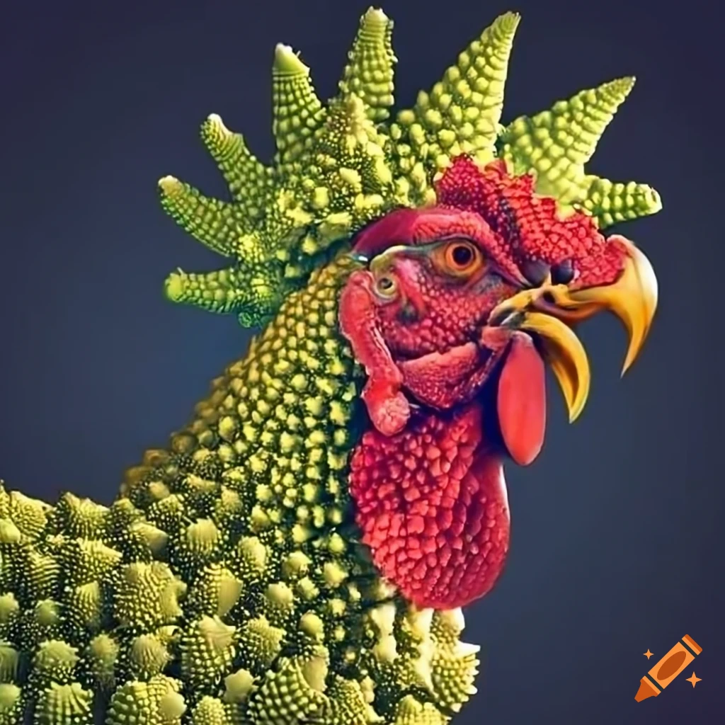rooster-romanesco hybrid creature