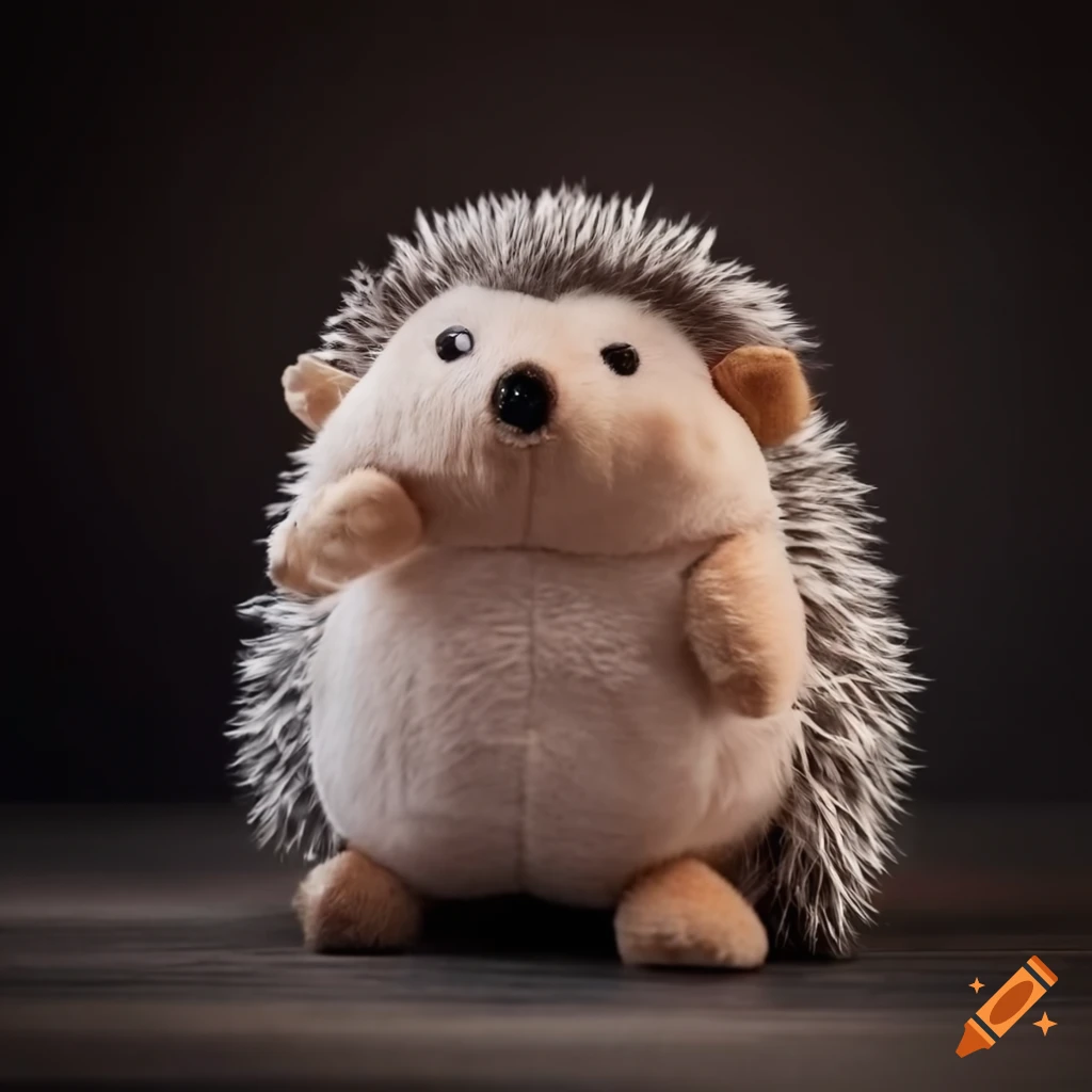 realistic plush toy hedgehog with a cute smile