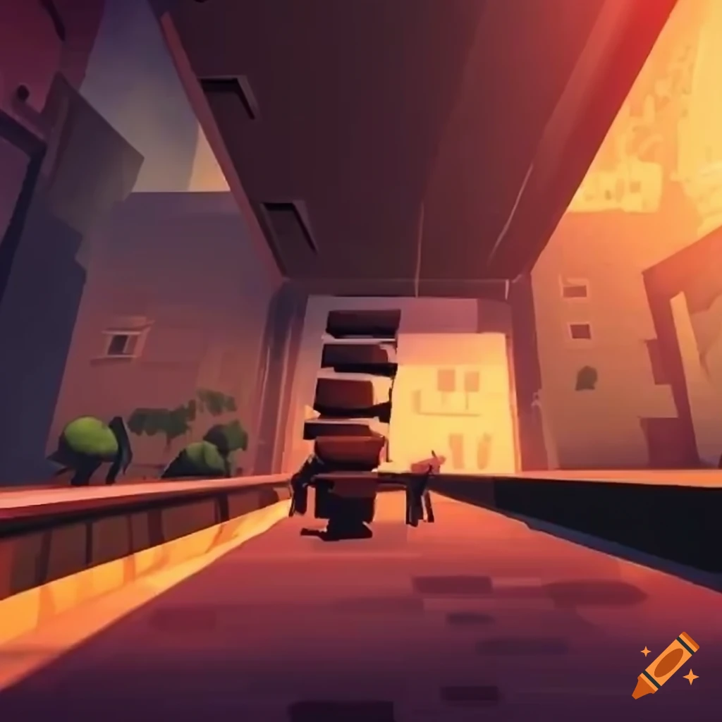 mobile game concept featuring parkour on rooftops