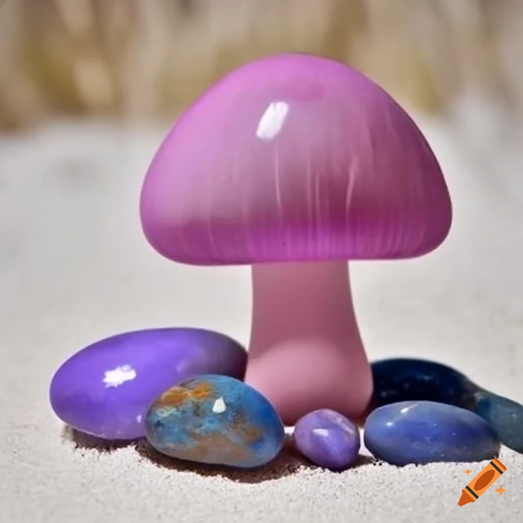artistic representation of a colorful cat's eye mushroom