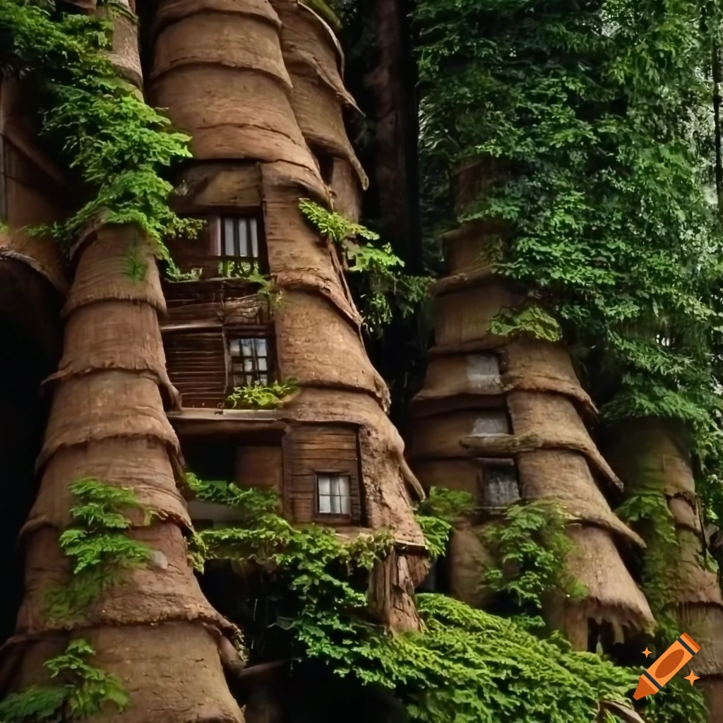 Unique tree huts made from recycled materials