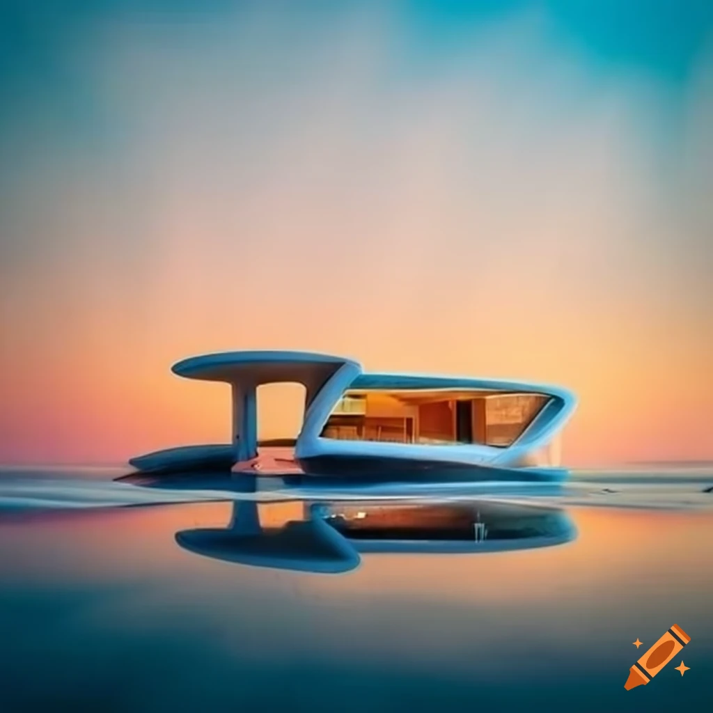 futuristic villa overlooking Cancun beach