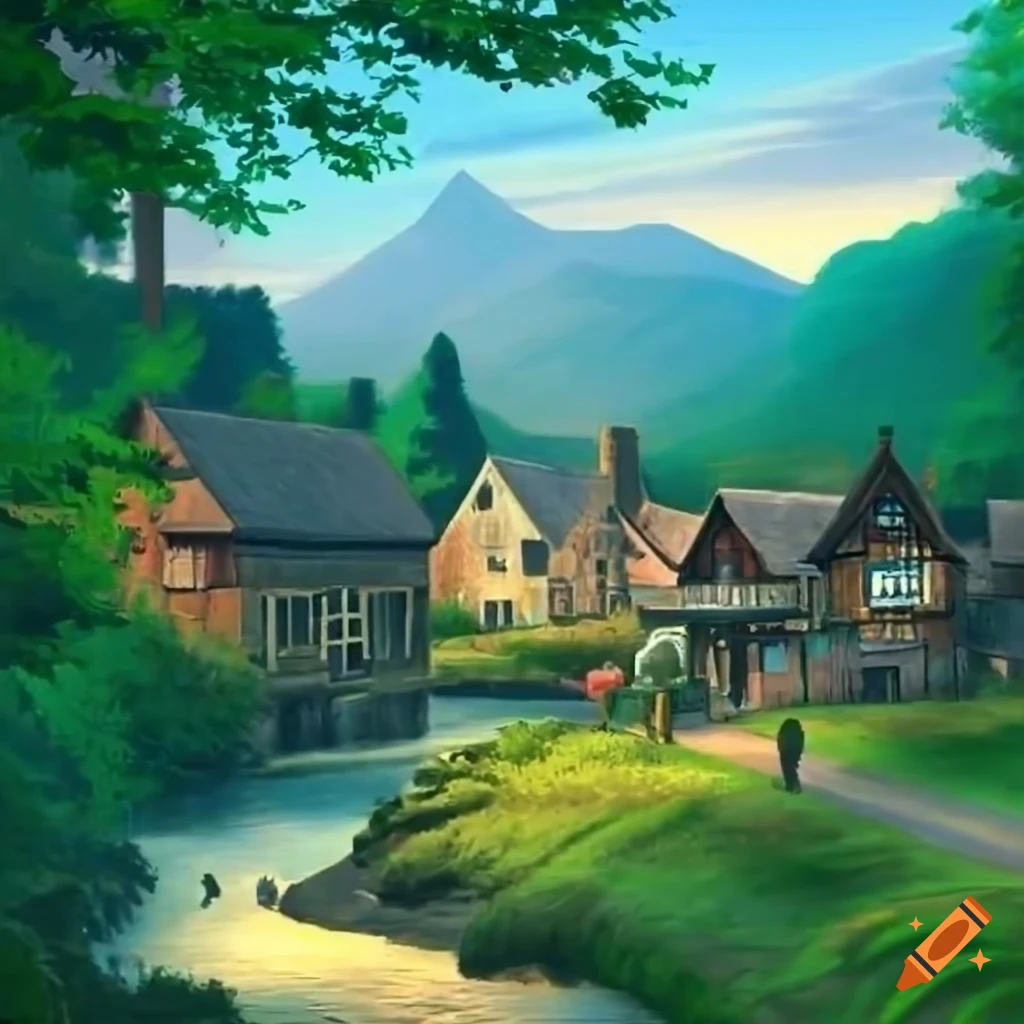 Premium Photo | Beautiful anime background countryside day outside generat  ai